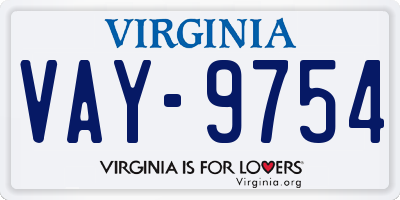 VA license plate VAY9754