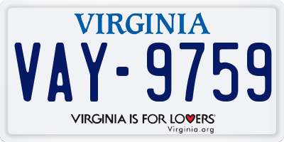 VA license plate VAY9759