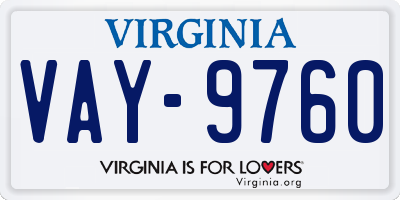 VA license plate VAY9760