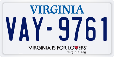 VA license plate VAY9761
