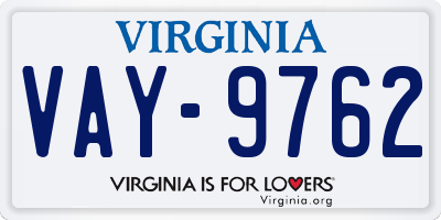 VA license plate VAY9762