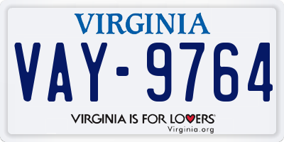 VA license plate VAY9764