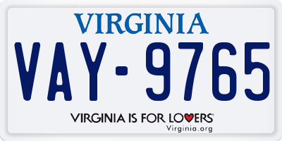 VA license plate VAY9765