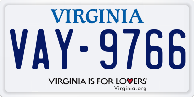 VA license plate VAY9766