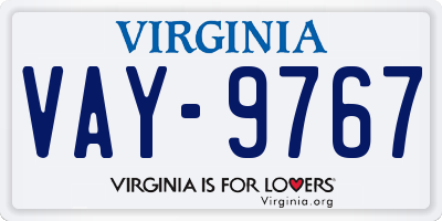 VA license plate VAY9767