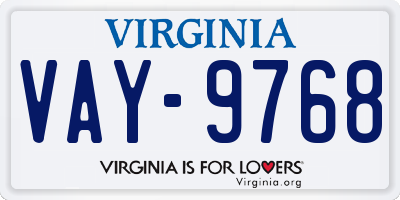 VA license plate VAY9768