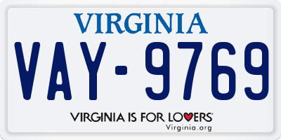 VA license plate VAY9769