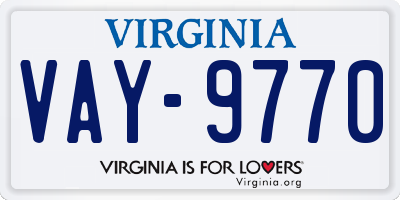 VA license plate VAY9770