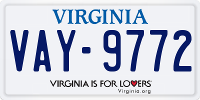 VA license plate VAY9772