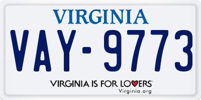 VA license plate VAY9773