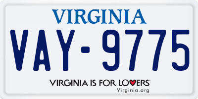 VA license plate VAY9775