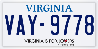 VA license plate VAY9778