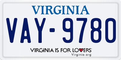 VA license plate VAY9780