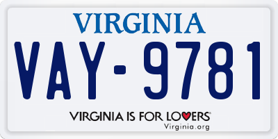 VA license plate VAY9781