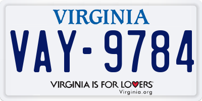VA license plate VAY9784