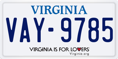 VA license plate VAY9785