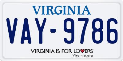 VA license plate VAY9786