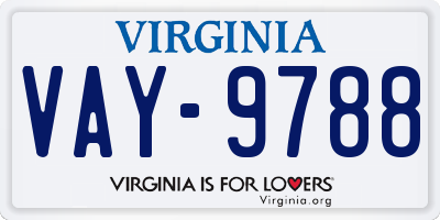 VA license plate VAY9788
