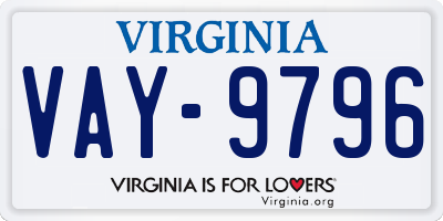 VA license plate VAY9796