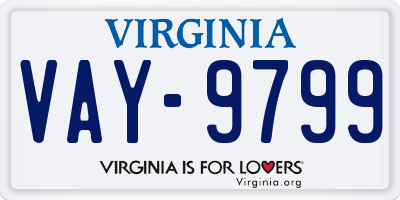 VA license plate VAY9799