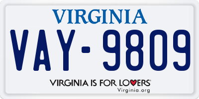 VA license plate VAY9809
