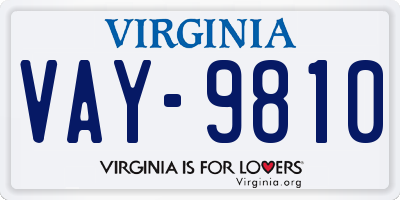 VA license plate VAY9810