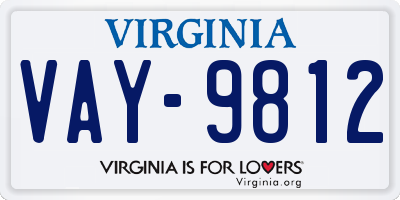 VA license plate VAY9812