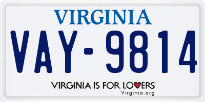 VA license plate VAY9814