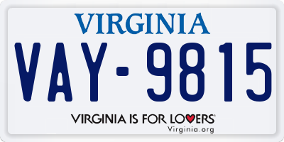 VA license plate VAY9815