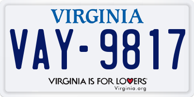 VA license plate VAY9817