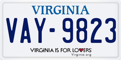 VA license plate VAY9823