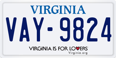 VA license plate VAY9824
