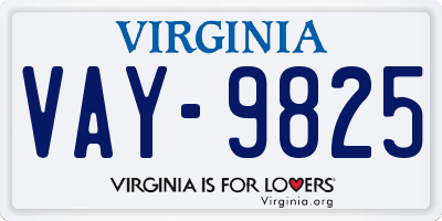 VA license plate VAY9825