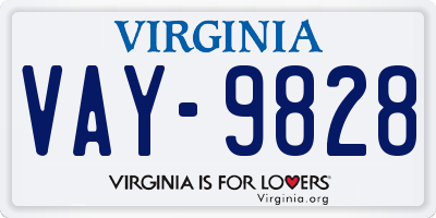 VA license plate VAY9828