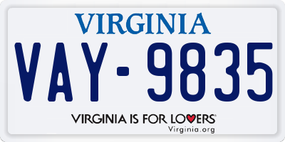 VA license plate VAY9835