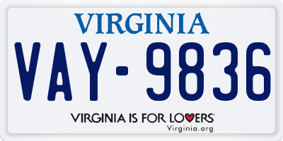 VA license plate VAY9836