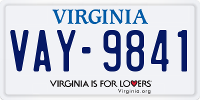 VA license plate VAY9841