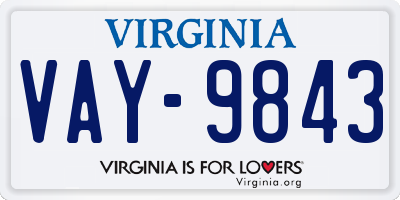 VA license plate VAY9843