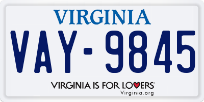 VA license plate VAY9845