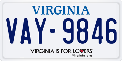 VA license plate VAY9846