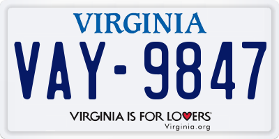VA license plate VAY9847