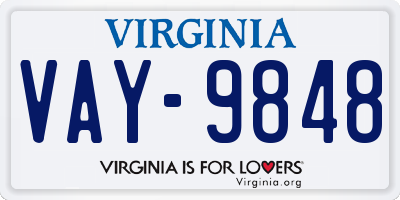 VA license plate VAY9848