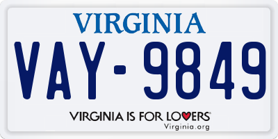 VA license plate VAY9849