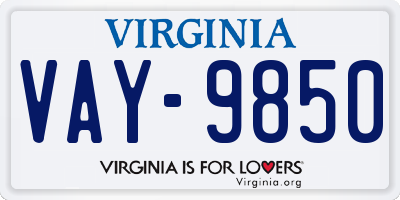 VA license plate VAY9850