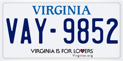 VA license plate VAY9852