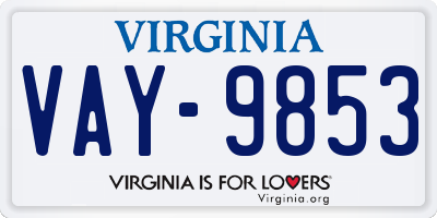 VA license plate VAY9853