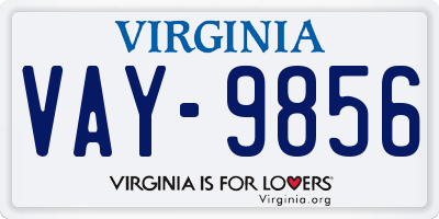 VA license plate VAY9856