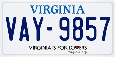 VA license plate VAY9857