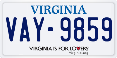 VA license plate VAY9859