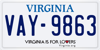 VA license plate VAY9863